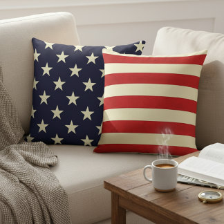 Cojín Decorativo Patriotismo versátil: estrellas y franjas reversib
