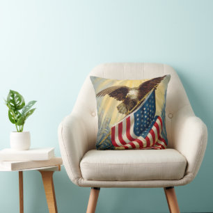 Cojín Decorativo Patriotismo Vintage, Bandera Americana del Águila