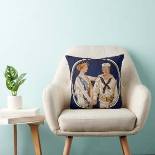 Cojín Decorativo Patriotismo Vintage, Lady Liberty con marinero de