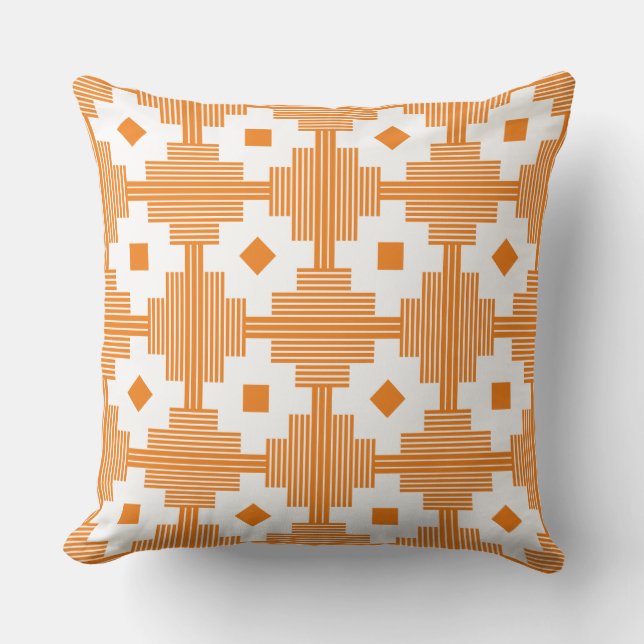Cojín Decorativo Patrón 061214 - Blanco con Naranja f17f18 (Anverso)