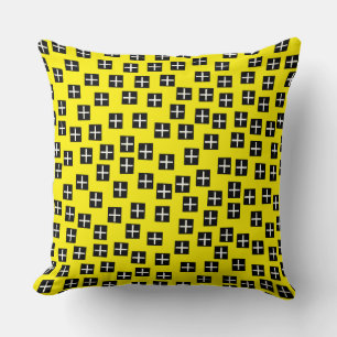 Cojín Decorativo Patrón 270715 - Negro y Blanco sobre Amarillo fff3