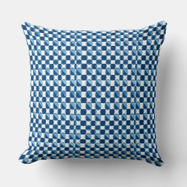 Cojín Decorativo Patrón a cuadros azul y blanco (Anverso)