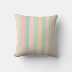Cojín Decorativo Patrón a rayas crema, azul verdoso, naranja y amar