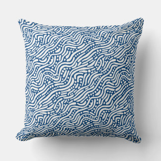 Cojín Decorativo Patrón abstracto 110523 - Blanco sobre azul shibor