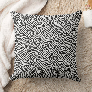 Cojín Decorativo Patrón abstracto 110523 - Blanco sobre negro