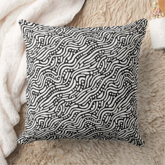 Cojín Decorativo Patrón abstracto 110523 - Blanco sobre negro