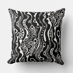 Cojín Decorativo Patrón abstracto 130621 - Negro sobre blanco