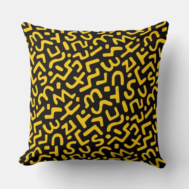 Cojín Decorativo Patrón abstracto 170822 - Ámbar en negro (Anverso)