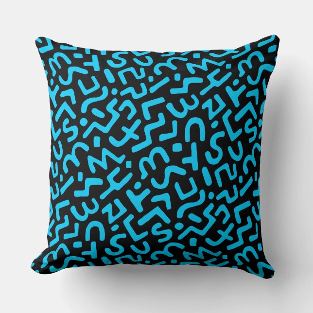 Cojín Decorativo Patrón abstracto 170822 - azul cielo en negro (Anverso)