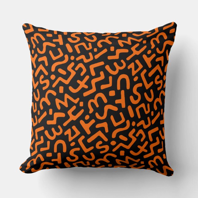 Cojín Decorativo Patrón abstracto 170822 - Naranja en negro (Anverso)