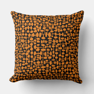 Cojín Decorativo Patrón abstracto 190621 Naranja en negro