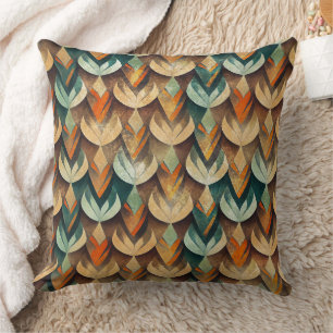Cojín Decorativo Patrón abstracto art déco dorado teal de lujo