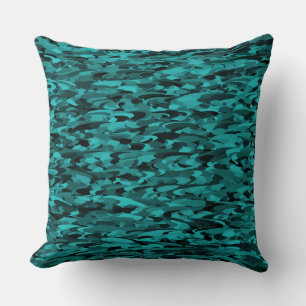 Cojín Decorativo Patrón abstracto azul verdoso negro