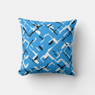 Cojín Decorativo Patrón abstracto blanco azul y negro