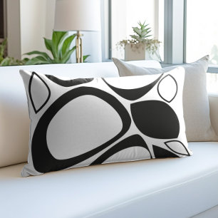 Cojín Decorativo Patrón abstracto blanco negro elegante moderno