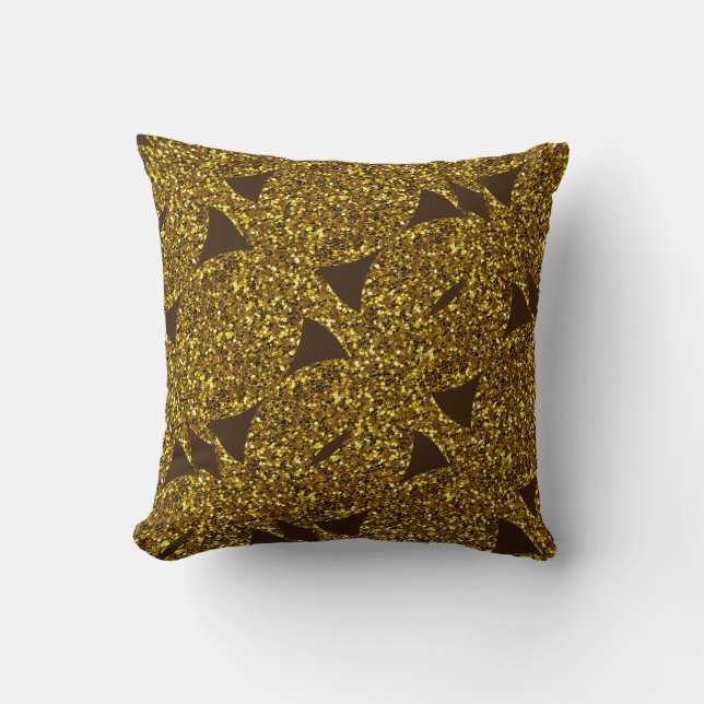 Cojín Decorativo Patrón abstracto brillante dorado (Anverso)