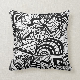 Cojín Decorativo Patrón abstracto de arte en blanco y negro