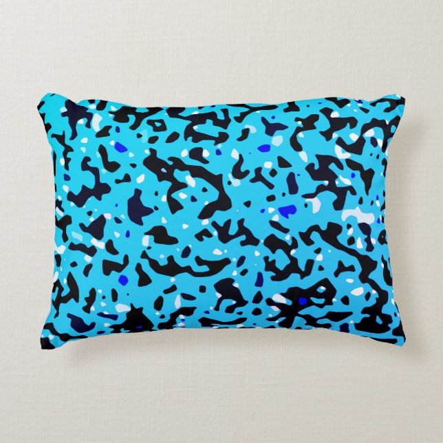 Cojín Decorativo Patrón abstracto de camo azul (Anverso)