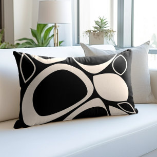 Cojín Decorativo Patrón abstracto de crema negra elegante moderno