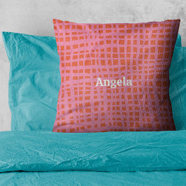 Cojín Decorativo Patrón abstracto de cuadrícula retro personalizado