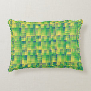 Cojín Decorativo Patrón abstracto de cuadros verdes y azules