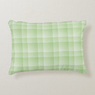 Cojín Decorativo Patrón abstracto de cuadros verdes y blancos