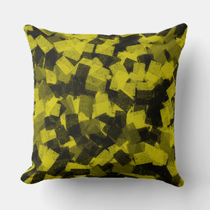 Cojín Decorativo Patrón abstracto de cubismo amarillo negro