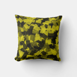 Cojín Decorativo Patrón abstracto de cubismo amarillo negro