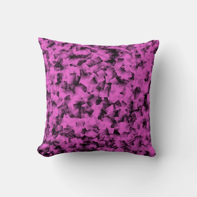 Cojín Decorativo Patrón abstracto de cubismo negro rosado (Anverso)