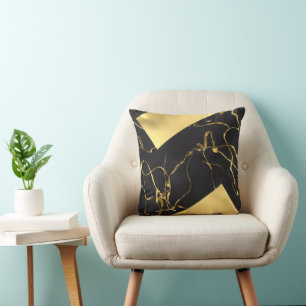 Cojín Decorativo Patrón abstracto de negro y oro