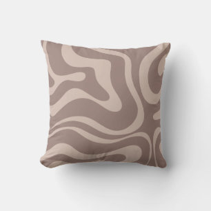 Cojín Decorativo Patrón abstracto de remolino líquido retro en marr