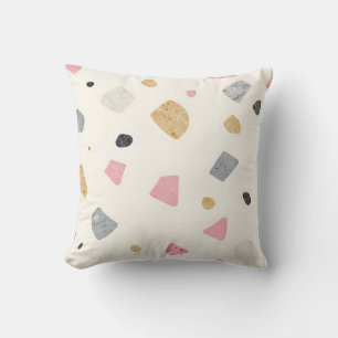 Cojín Decorativo Patrón abstracto de terraczo rosa gris oro