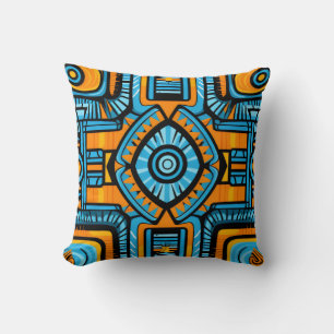 Cojín Decorativo patrón abstracto de turquesa y azul