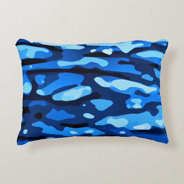 Cojín Decorativo Patrón abstracto del Camo Azul de moda (Anverso)