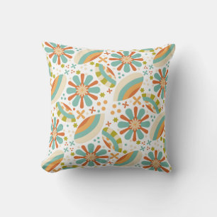 Cojín Decorativo Patrón abstracto floral de color retro