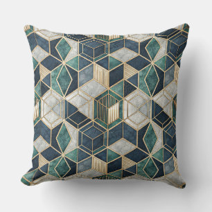 Cojín Decorativo Patrón abstracto geométrico moderno en azul turque