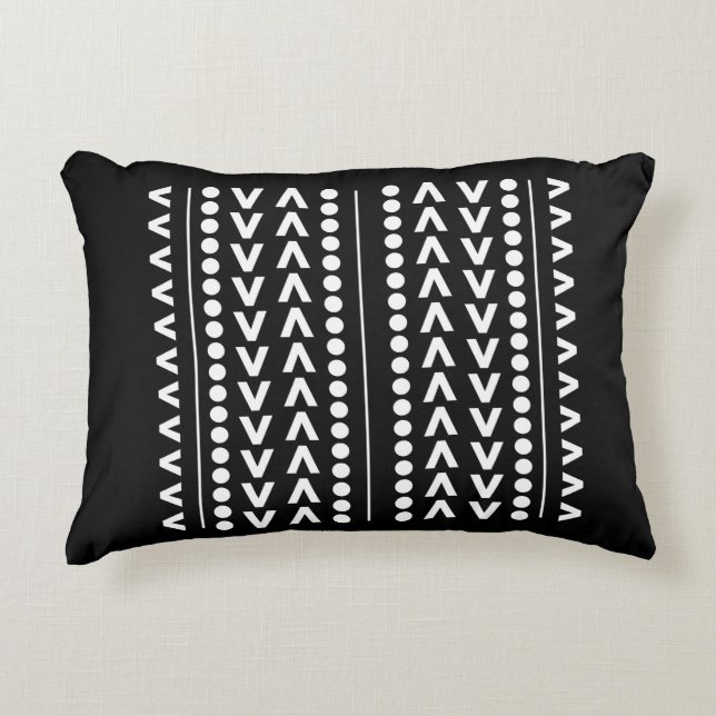 Cojín Decorativo patrón abstracto geométrico negrita blanco y negro (Anverso)
