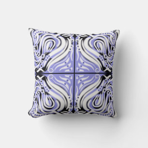 Cojín Decorativo Patrón abstracto morado negro blanco rizado
