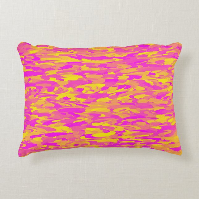 Cojín Decorativo Patrón abstracto Naranja amarillo rosa (Anverso)