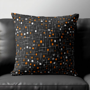 Cojín Decorativo Patrón abstracto naranja y negro