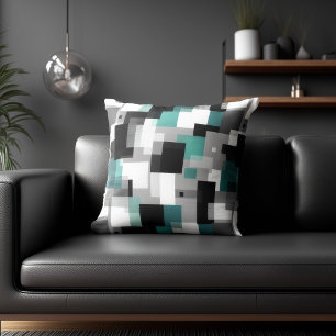 Cojín Decorativo Patrón abstracto negro y azul verdoso