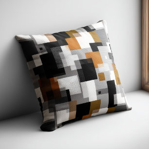 Cojín Decorativo Patrón abstracto negro y naranja