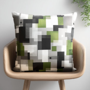 Cojín Decorativo Patrón abstracto negro y verde
