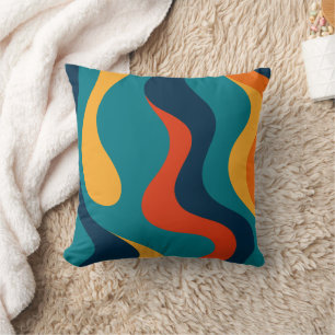 Cojín Decorativo Patrón abstracto ondulado retro moderno