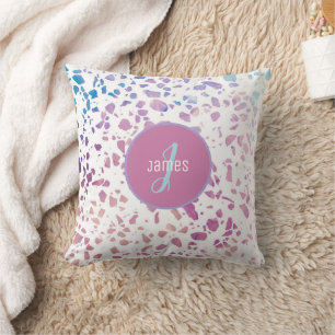 Cojín Decorativo Patrón abstracto personalizado de Terrazzo rosa y 
