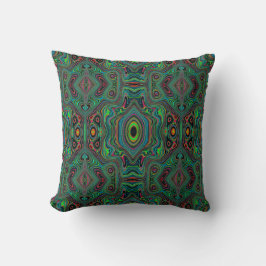 Cojín Decorativo Patrón abstracto retro alucinante de negro y verde