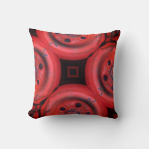 Cojín Decorativo patrón abstracto rojo brillante y negro
