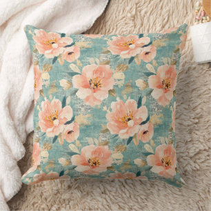 Cojín Decorativo Patrón abstrato de color de agua vintage floral (1