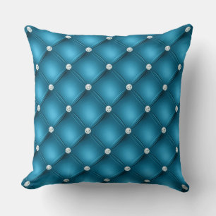 Cojín Decorativo Patrón acolchado de diamante azul medio de lujo
