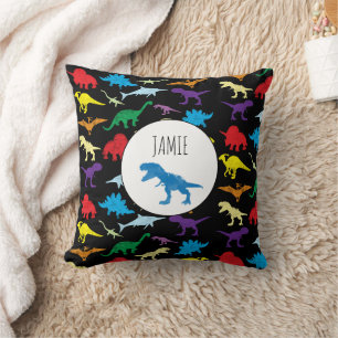 Cojín Decorativo Patrón Acuarela Infantil Dinosaurios Coloridos